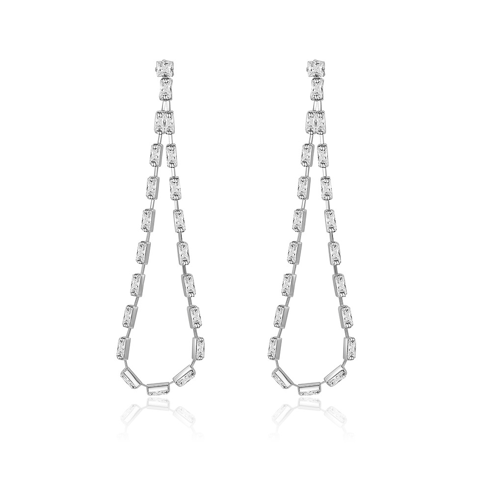 Sweet Double Row CZ Dangle Earrings